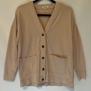 Madewell Cardigan Womens XS Oversized Light Pink Resourced Cotton Sweatshirt